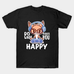 Cute Fox GAMER Do What Makes You Happy white T-Shirt